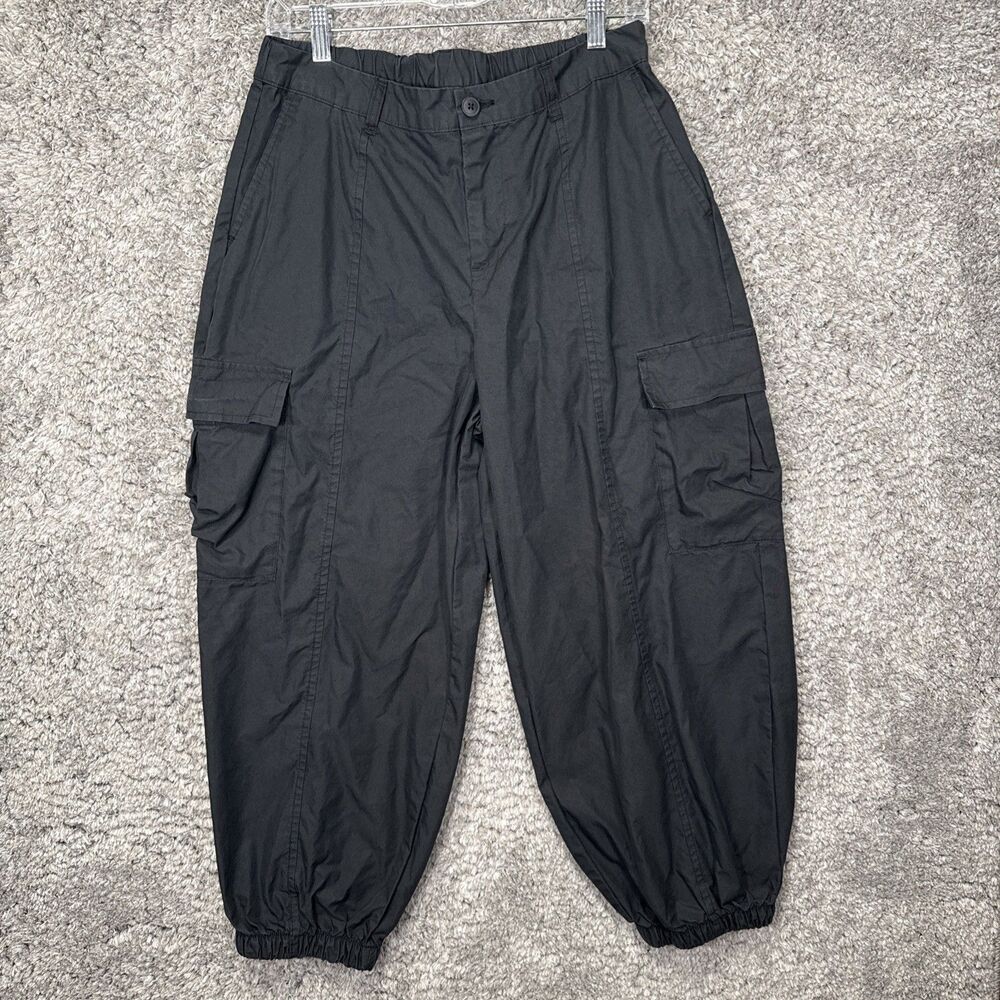 Future Collective Women’s High Rise Cargo Pants Baggy Black Jogger Small